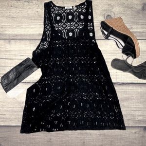 dylan by True Grit Black Lace Tank Top- Si…